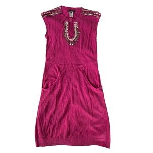 Nanette Lepore Beaded Sequin Dress Sheath Hot Pink Knit Barbie Dress Barbiecore
